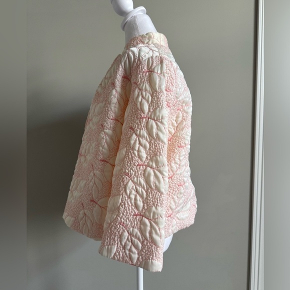 Ariel Vintage Lightweight Quilted Leaf Print Cropped Jacket Size Large - Picture 3 of 9